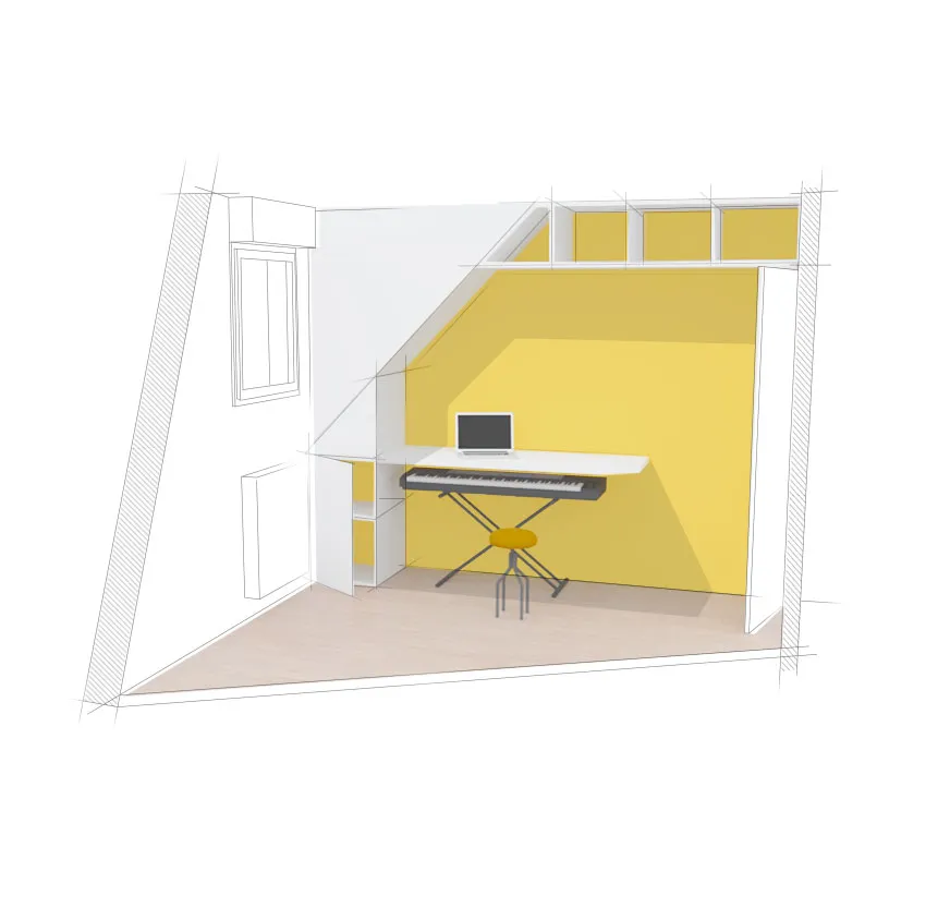 Vue de la chambre B. - Aménagement d'une chambre à Annecy par Céline Commaille Architecte