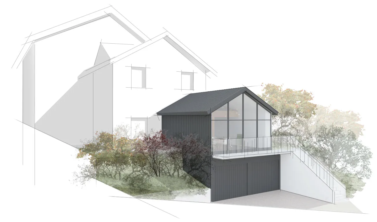 Extension B. - Projet d'esquisse à Annecy par Céline Commaille Architecte