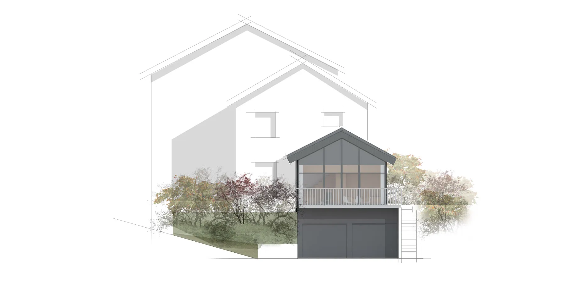 Extension B. - Projet d'esquisse à Annecy par Céline Commaille Architecte