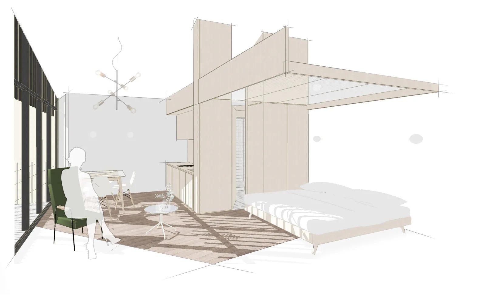 Extension B. - Projet d'esquisse à Annecy par Céline Commaille Architecte