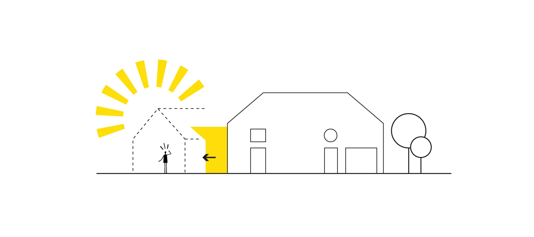 Esquisse de la maison F. - EXTENSION ET TRANSFORMATION INTERIEURE D’UNE MAISON INDIVIDUELLE à Duingt par Céline Commaille Architecte