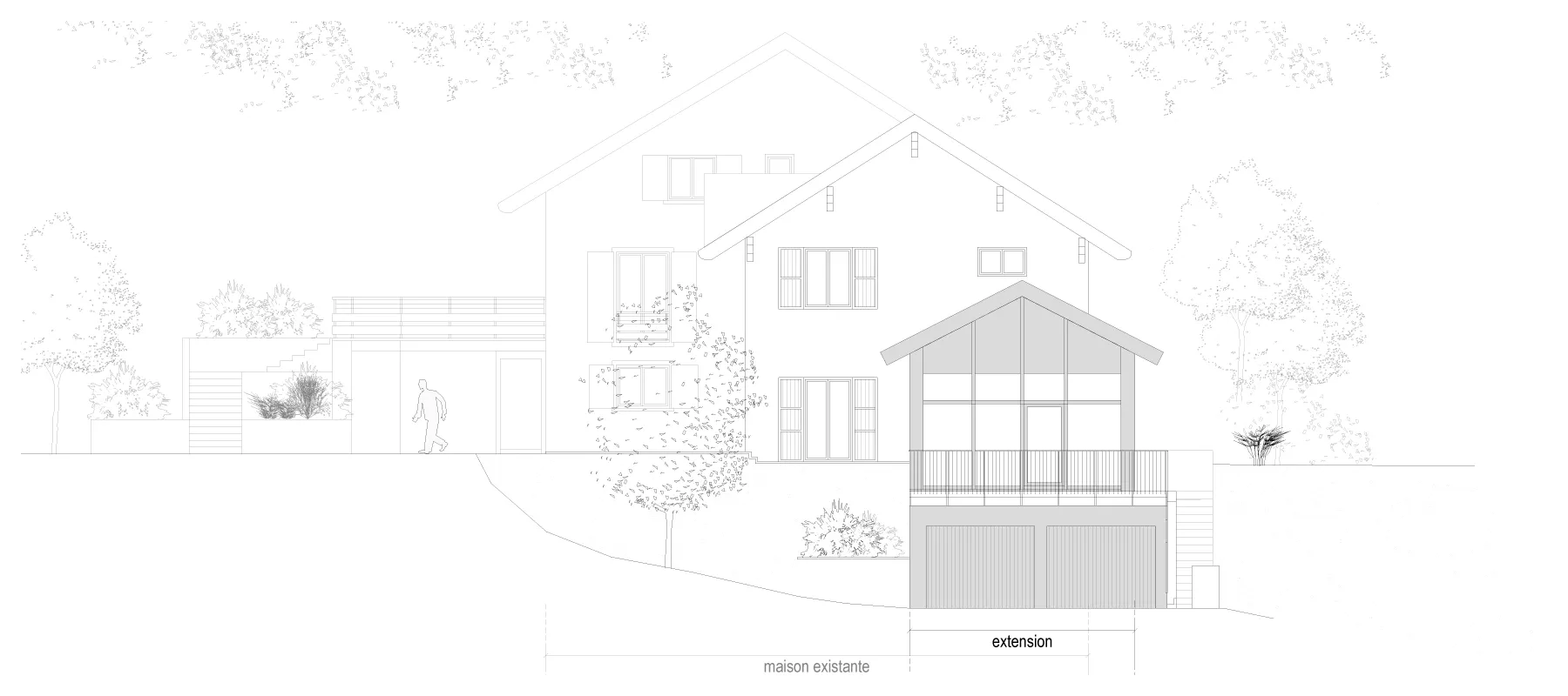Extension B. - Projet d'esquisse à Annecy par Céline Commaille Architecte