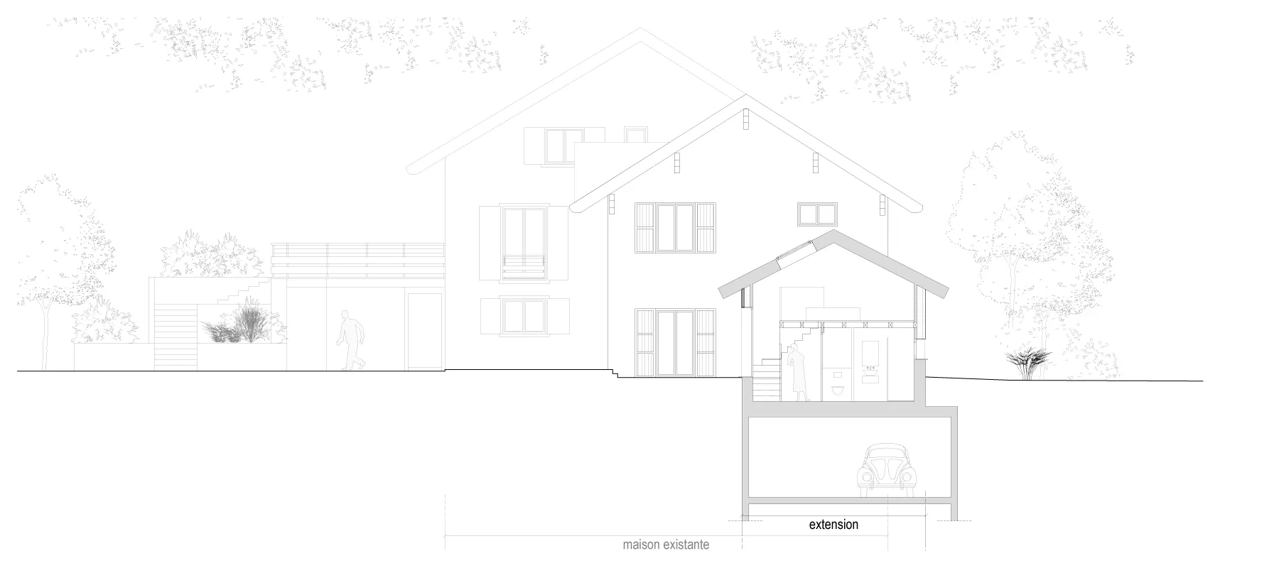 Extension B. - Projet d'esquisse à Annecy par Céline Commaille Architecte