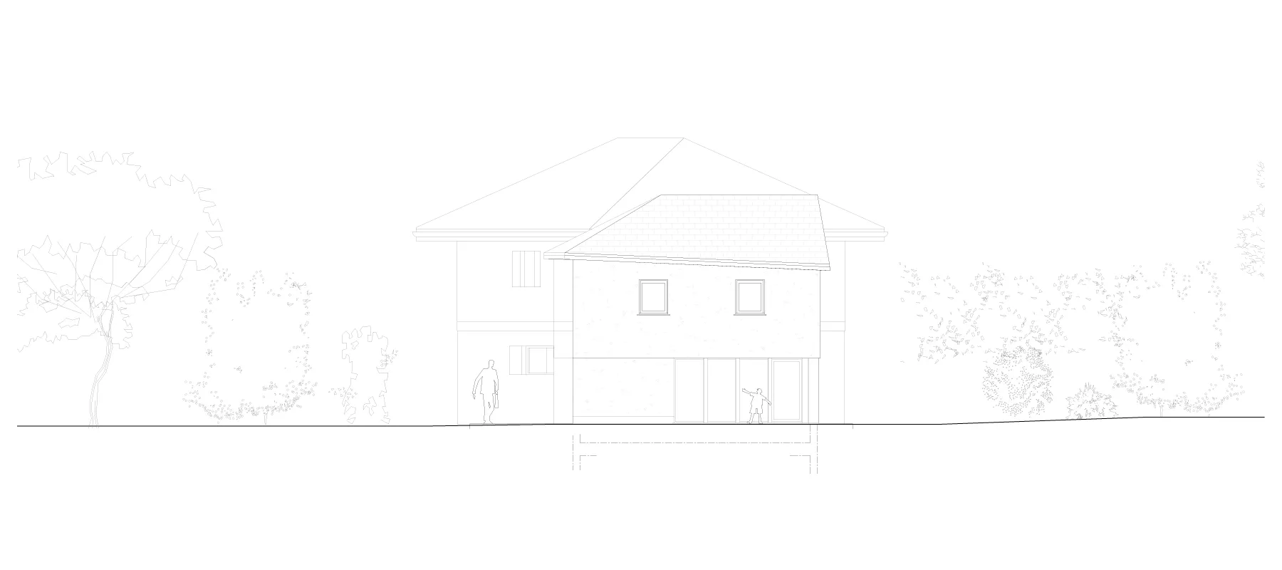 Esquisse de la maison F. - EXTENSION ET TRANSFORMATION INTERIEURE D’UNE MAISON INDIVIDUELLE à Duingt par Céline Commaille Architecte