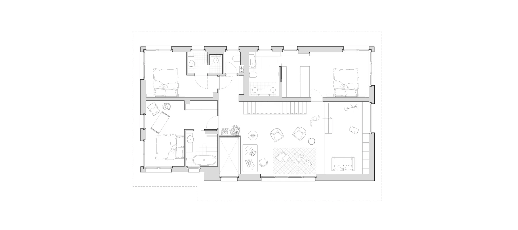 Plan de la maison D. par Céline Commaille Architecte